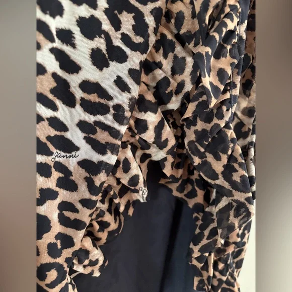Ganni Leopard Ruffle Wrap Skirt - Picture 4 of 9